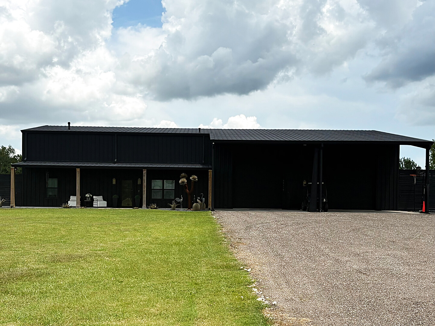 Photos of the Black House and buying office, West Friendswood, Texas.